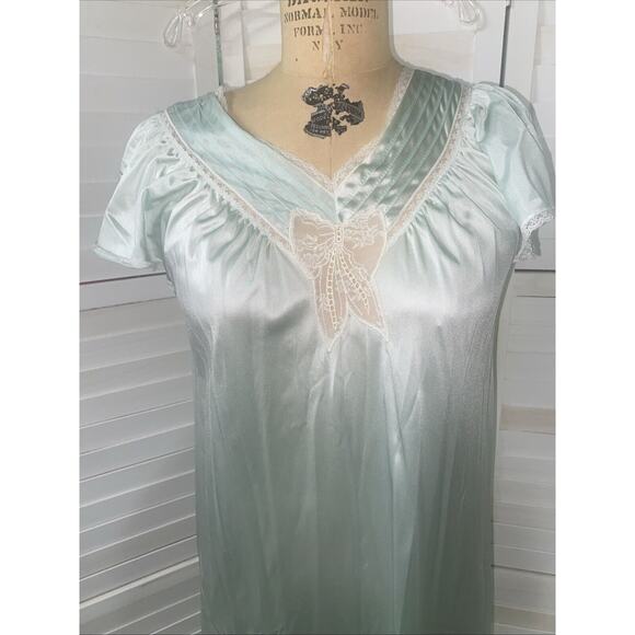 Vintage 2 Piece Vanity Fair Nightgown Peignoir Robe Set Nylon Mint Green Small - Picture 8 of 13